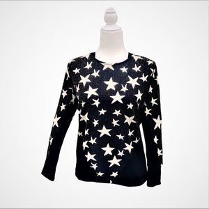 BIANCO NERO Superfine Shirting Kimono Sleeves Starry Front Black Top Size M